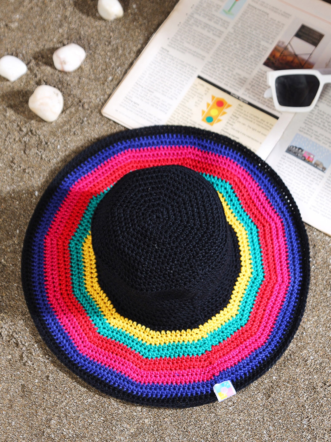 

Magic Needles Women Crochet Woven Sun Hat, Black