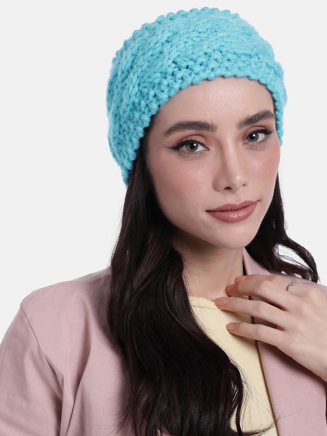 

Magic Needles Women Cable Knit Chill Wrap Headband, Blue