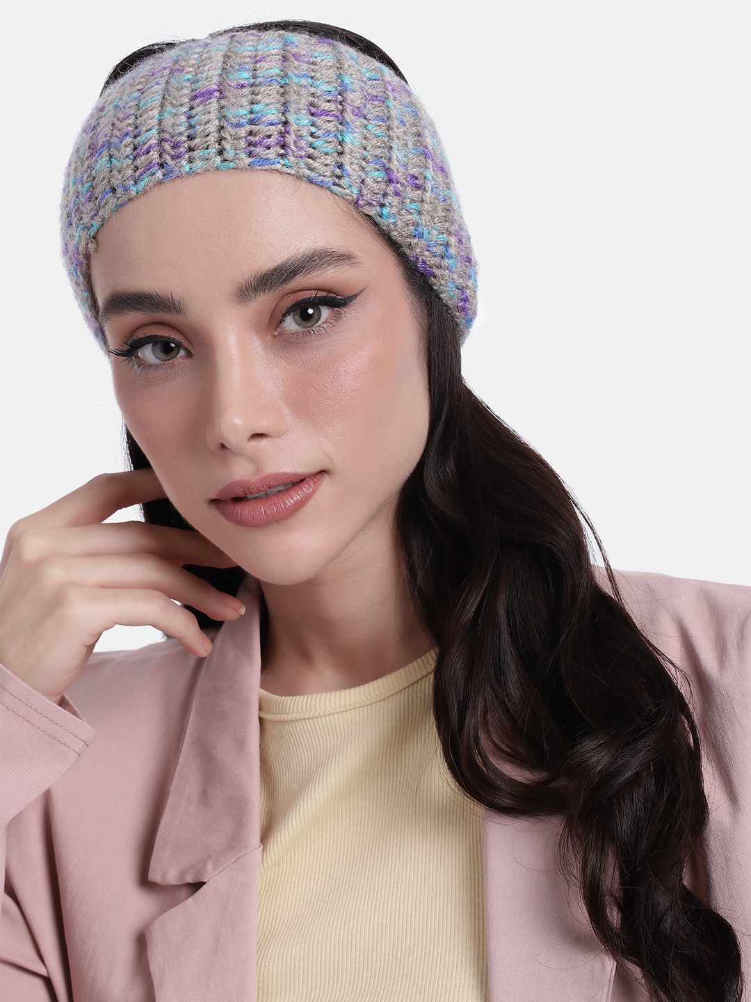 

Magic Needles Women Handmade Crochet Chill Wrap Headband, Grey