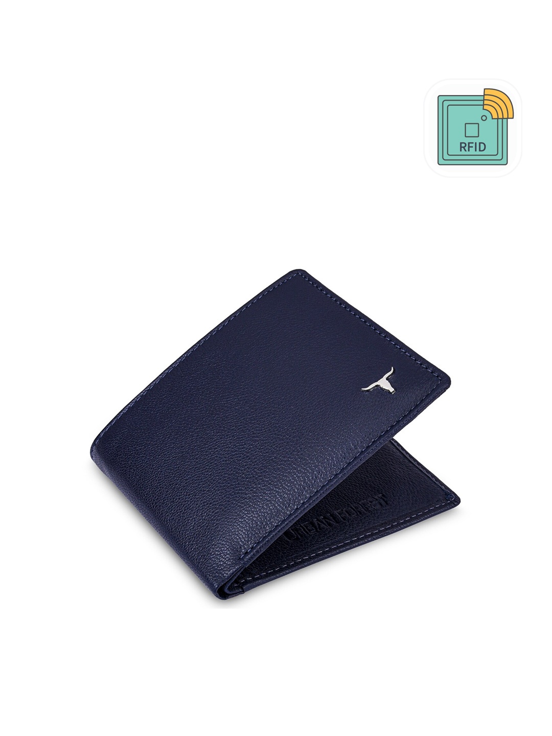 

URBAN FOREST Men Leather RFID Two Fold Wallet, Blue