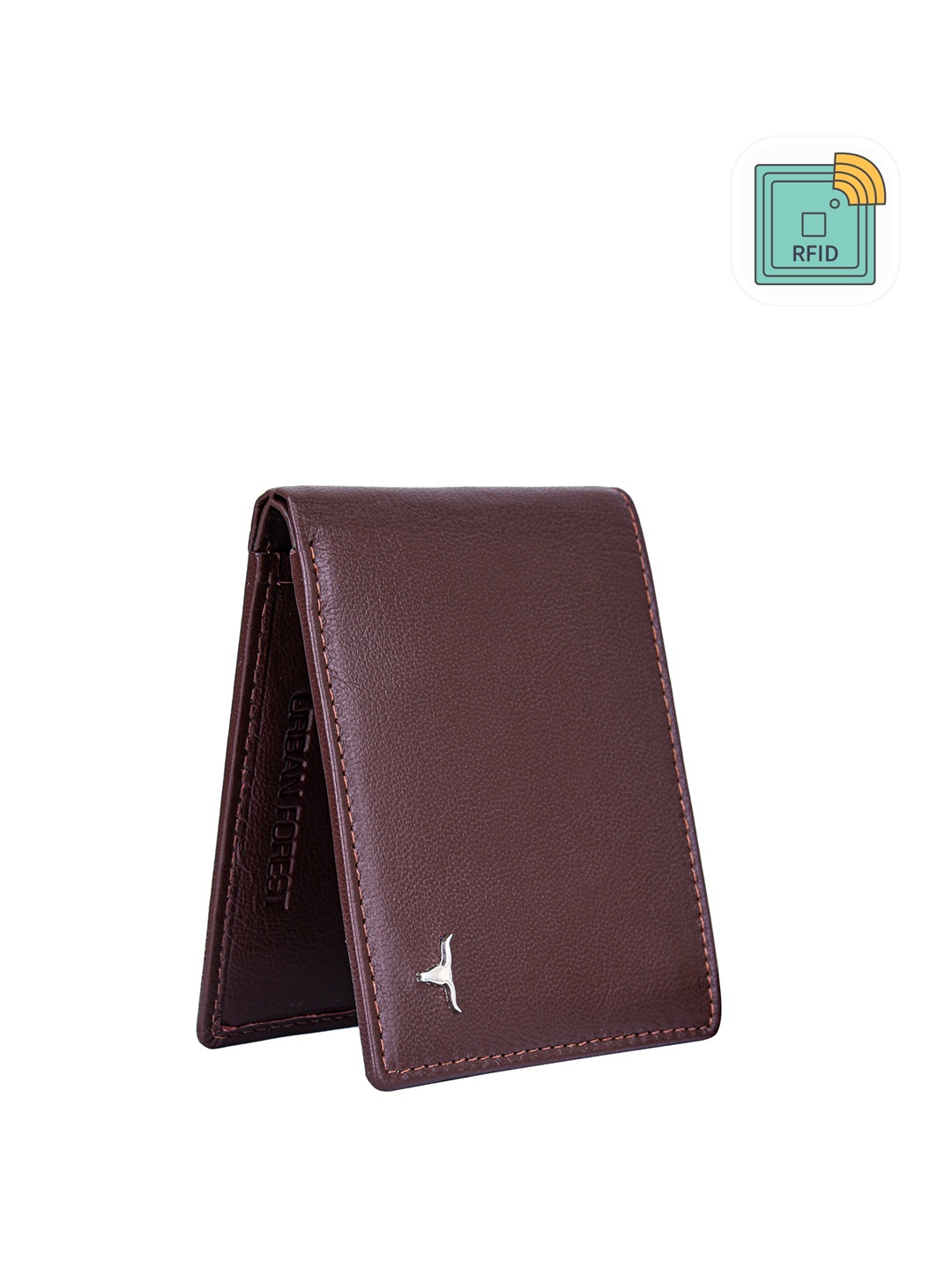 

URBAN FOREST Men Leather RFID Two Fold Wallet, Brown