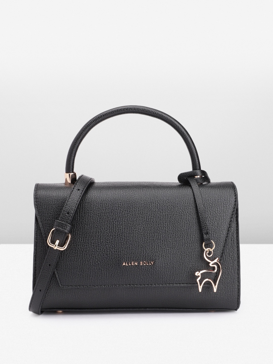 

Allen Solly Textured PU Structured Satchel with Tasselled Detail, Black