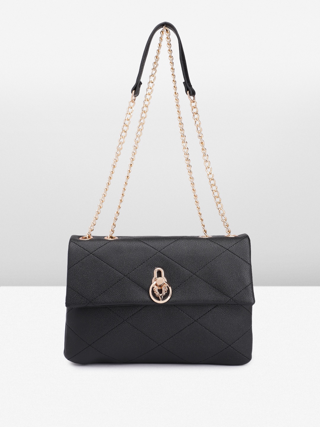 

Allen Solly Geometric Self Design PU Structured Shoulder Bag, Black
