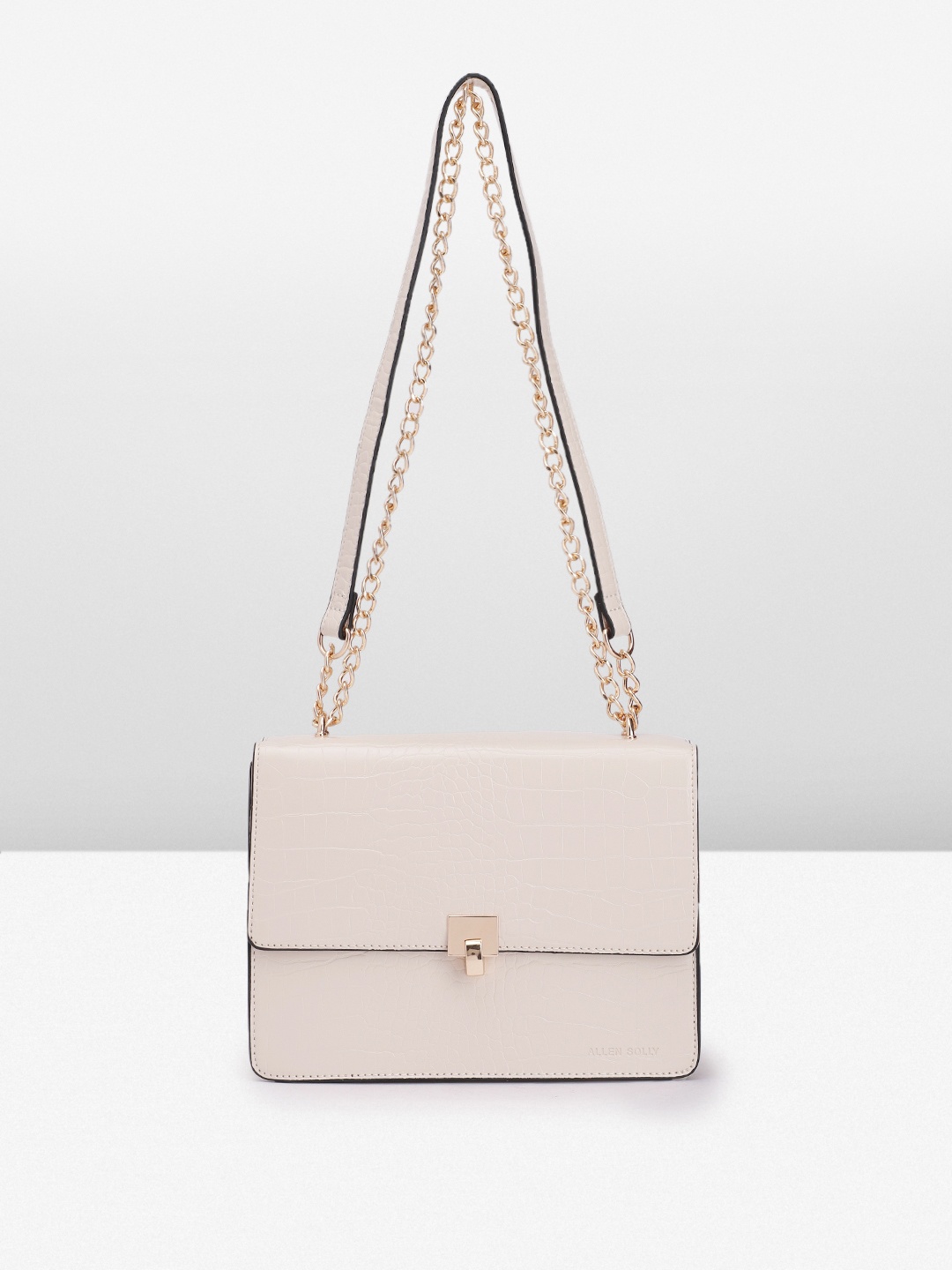 

Allen Solly Crocodile Textured PU Structured Shoulder Bag, Off white