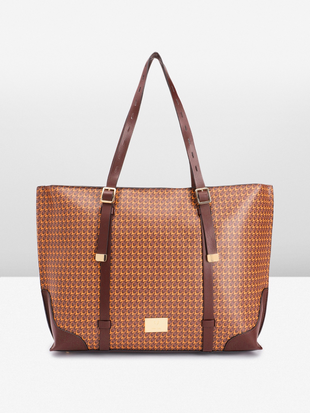 

Allen Solly Brand Logo Printed Structured Shoulder Bag, Brown