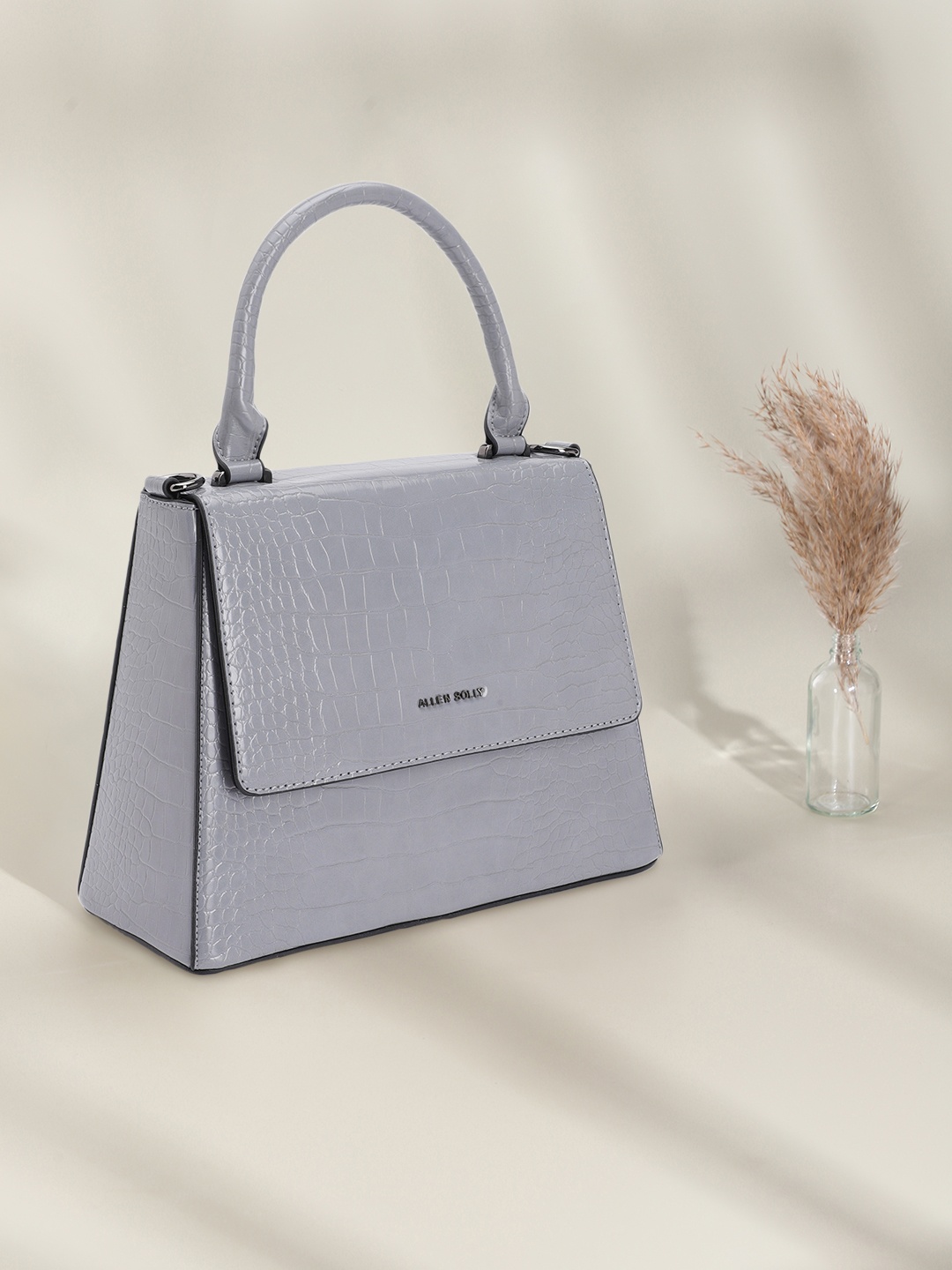 

Allen Solly Women Textured Satchel, Grey