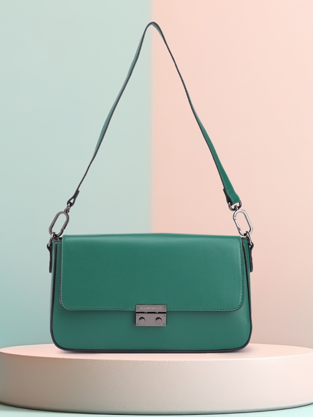 

Allen Solly Solid PU Regular Structured Shoulder Bag, Teal