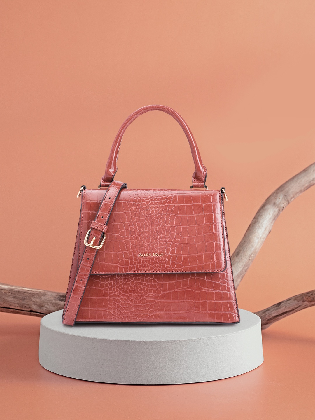 

Allen Solly Animal Textured Structured Satchel, Brown