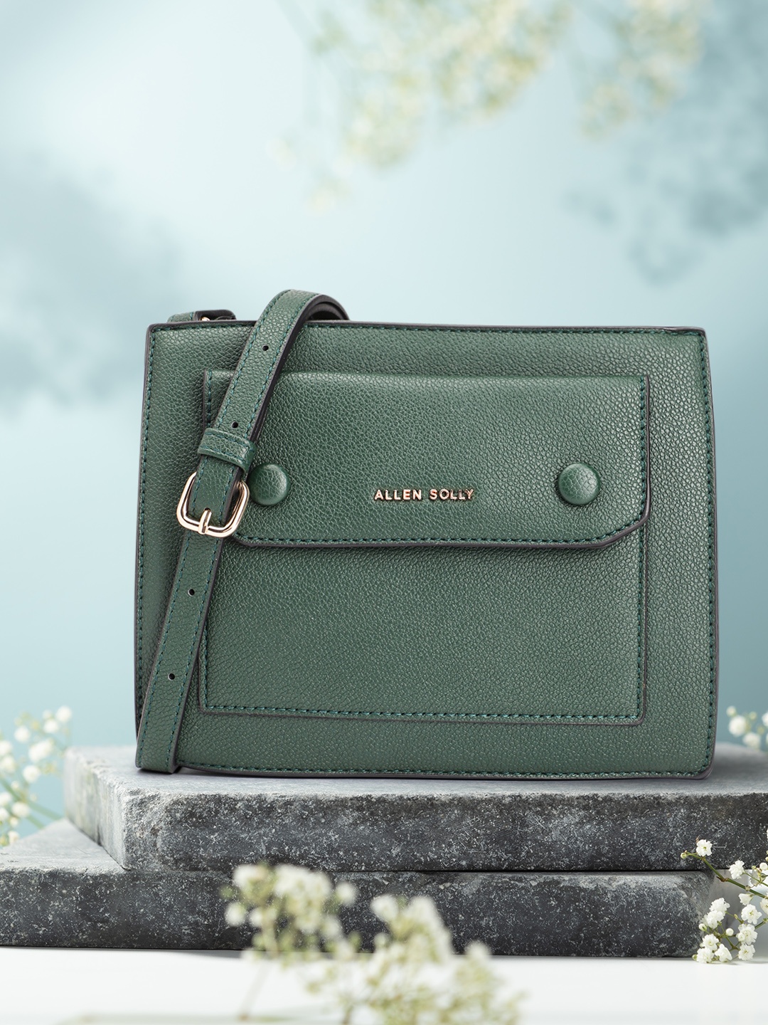 

Allen Solly Textured Sling Bag, Green