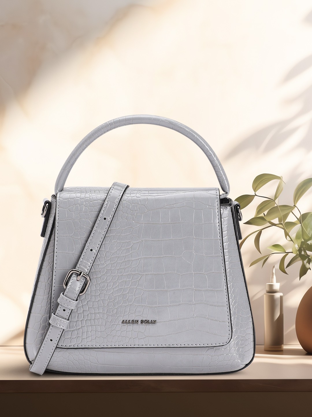 

Allen Solly Textured Satchel, Blue