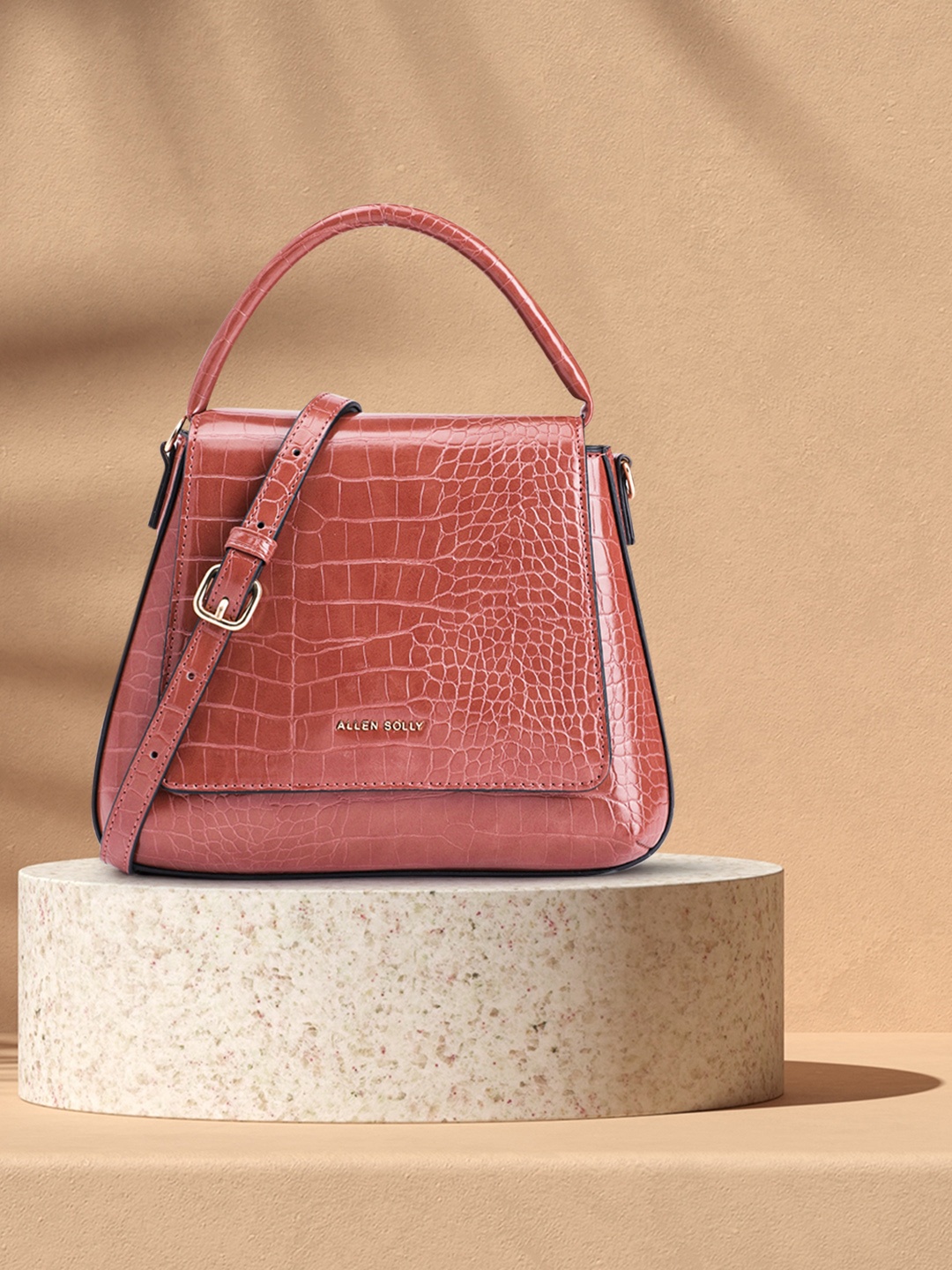 

Allen Solly Animal Textured Structured Satchel, Brown