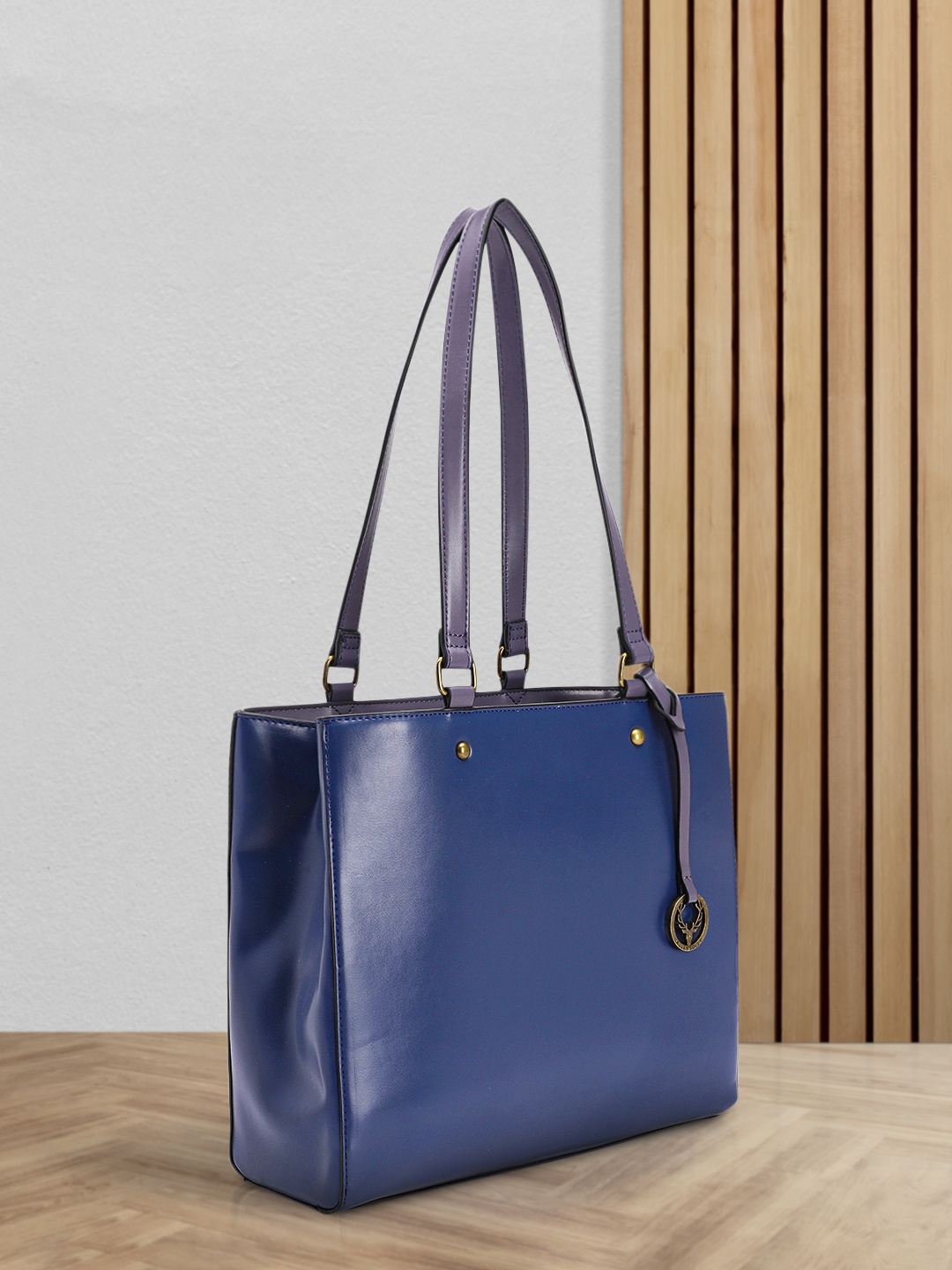 

Allen Solly Solid PU Structured Shoulder Bag with Brand Logo Tasselled Detail, Blue