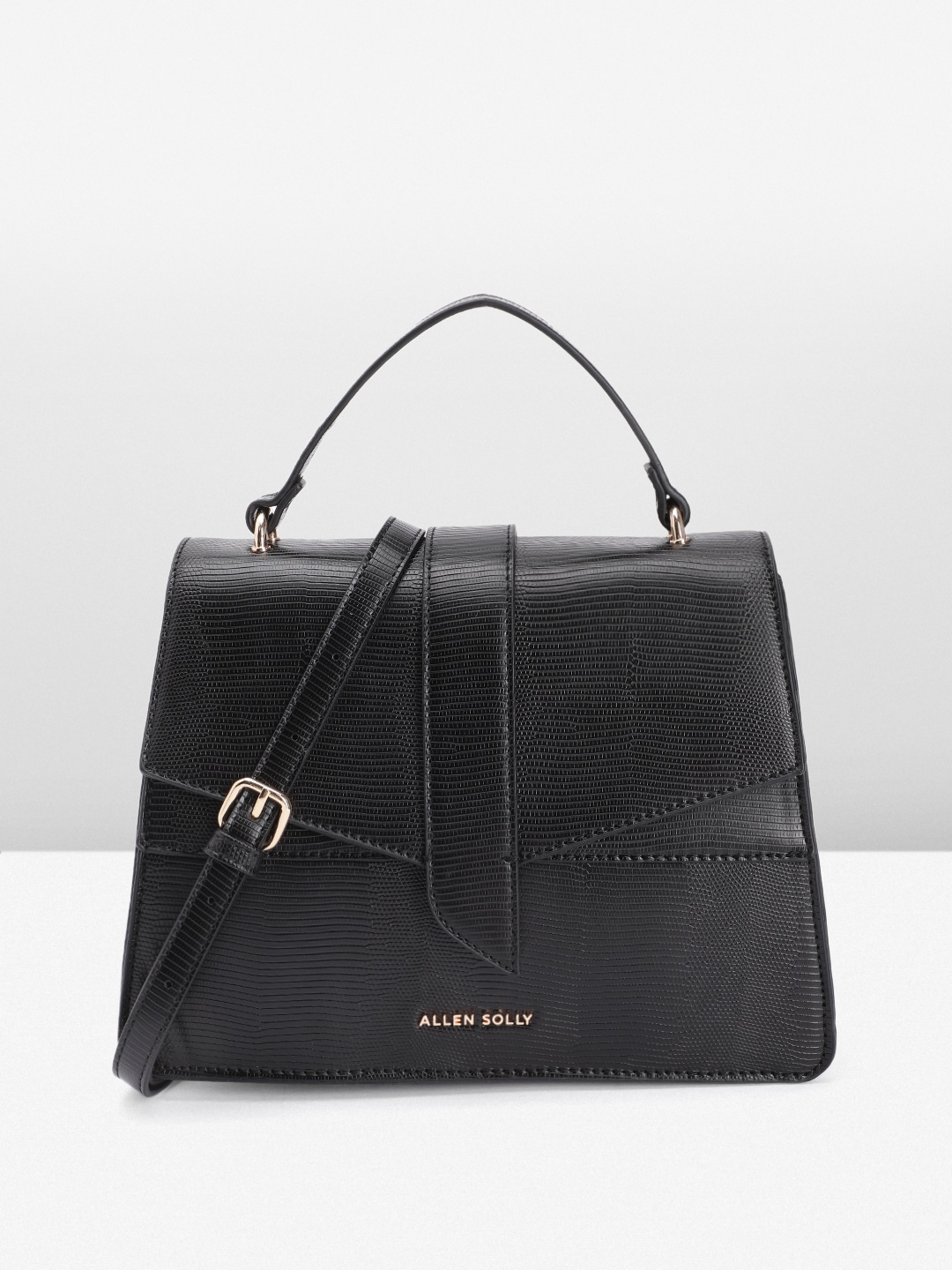 

Allen Solly Snake Skin Textured Satchel, Black