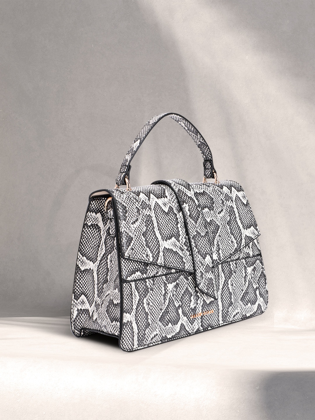 

Allen Solly Animal Print Satchel, Black