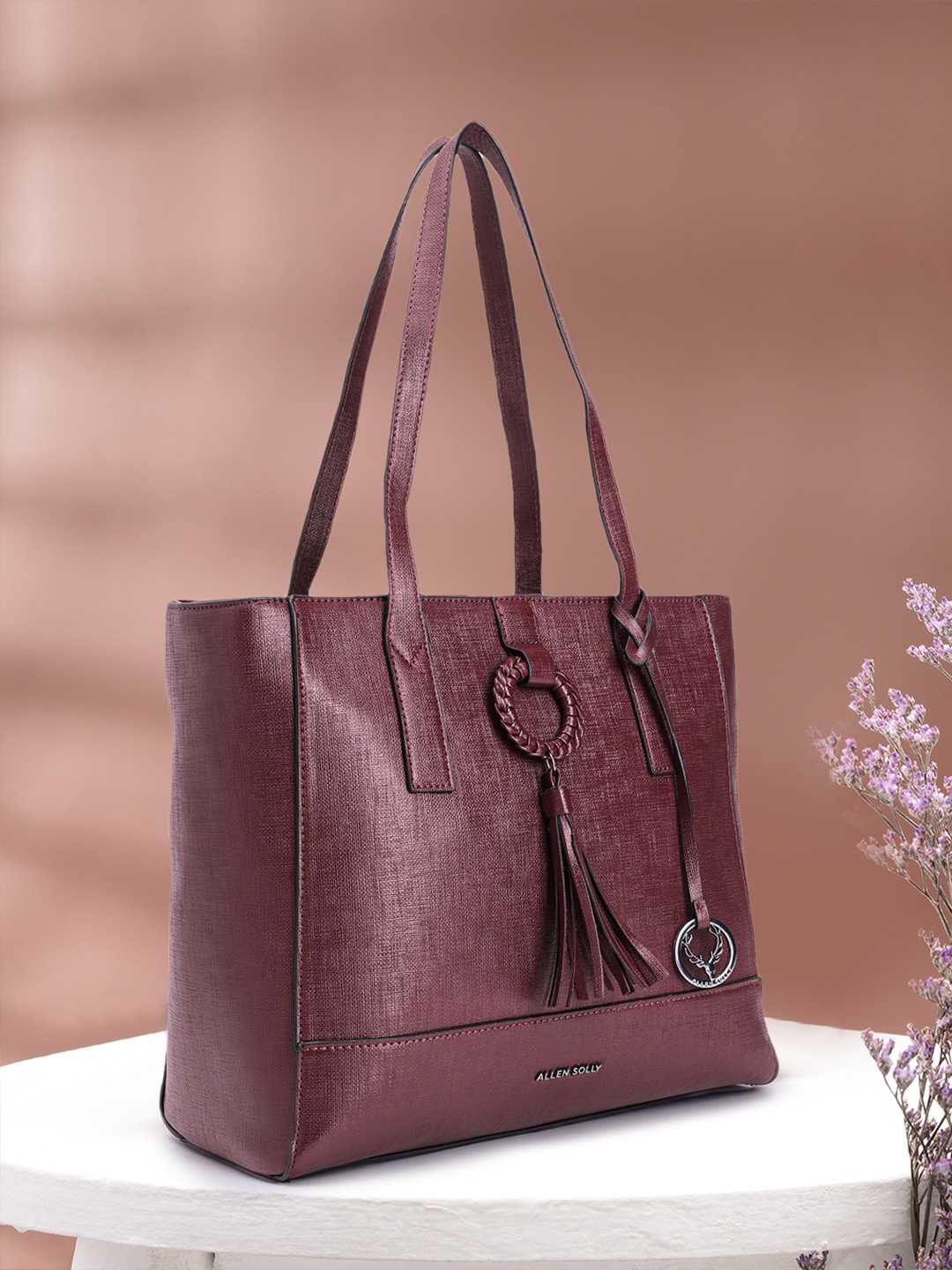 

Allen Solly Structured Shoulder Bag with Tasselled Detail, Burgundy