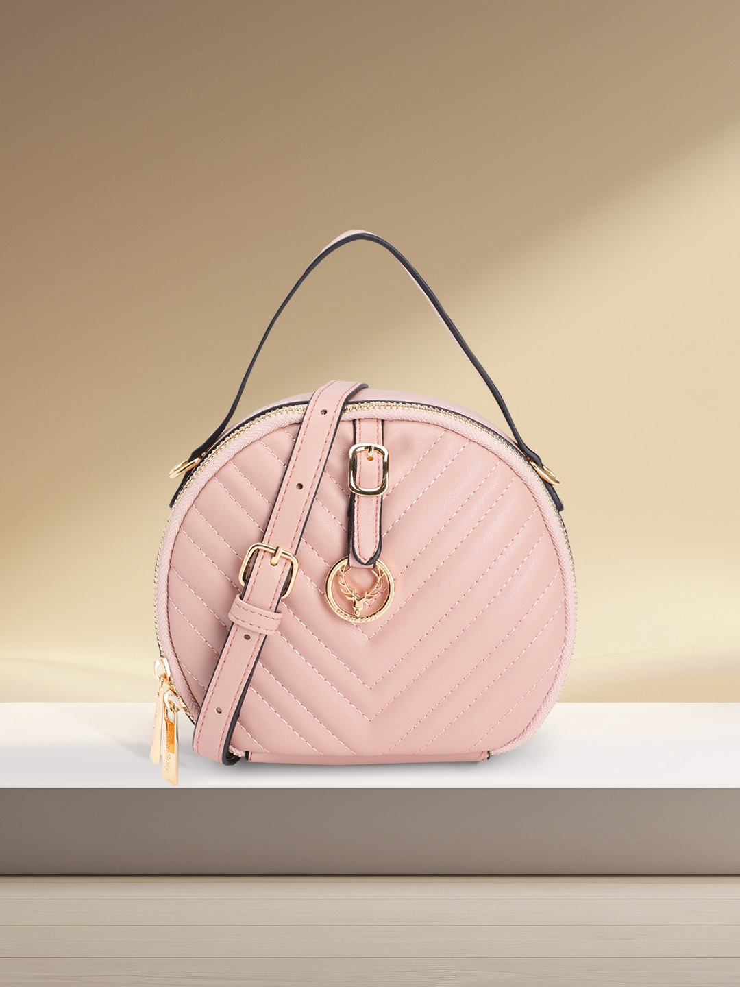 

Allen Solly Women Textured Sling Bag, Pink