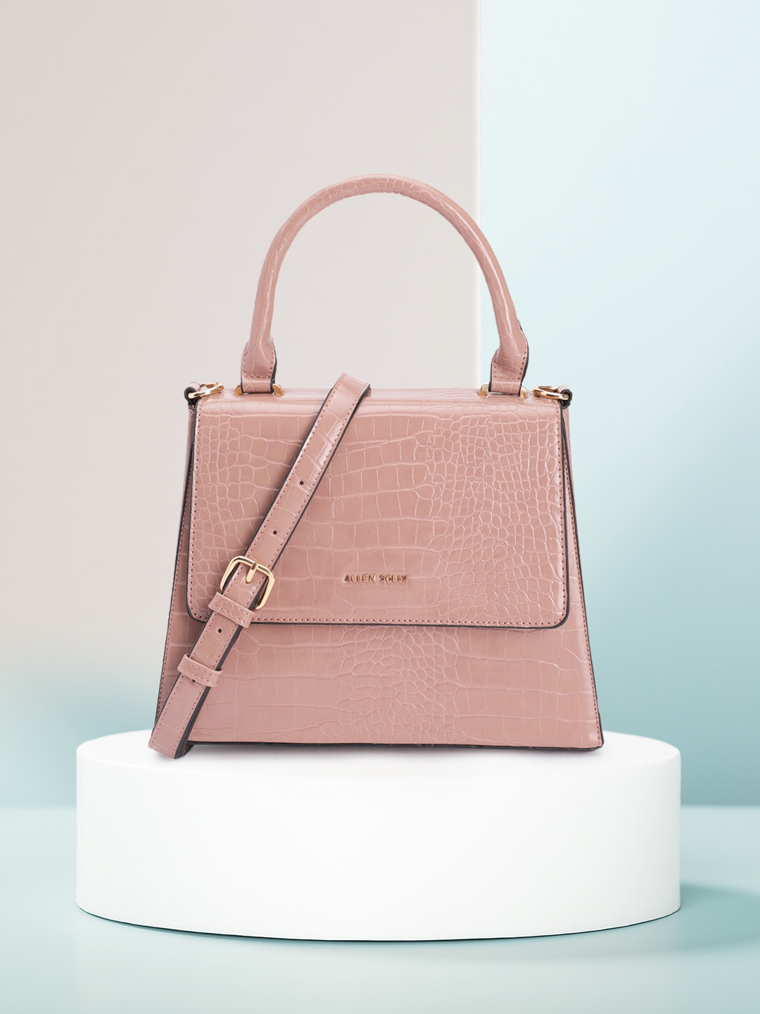 

Allen Solly Animal Textured Structured Satchel, Mauve