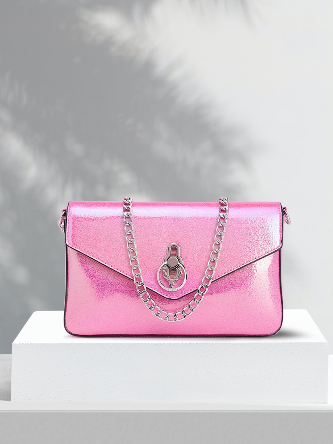 

Allen Solly Metallic Finish Sling Bag, Pink
