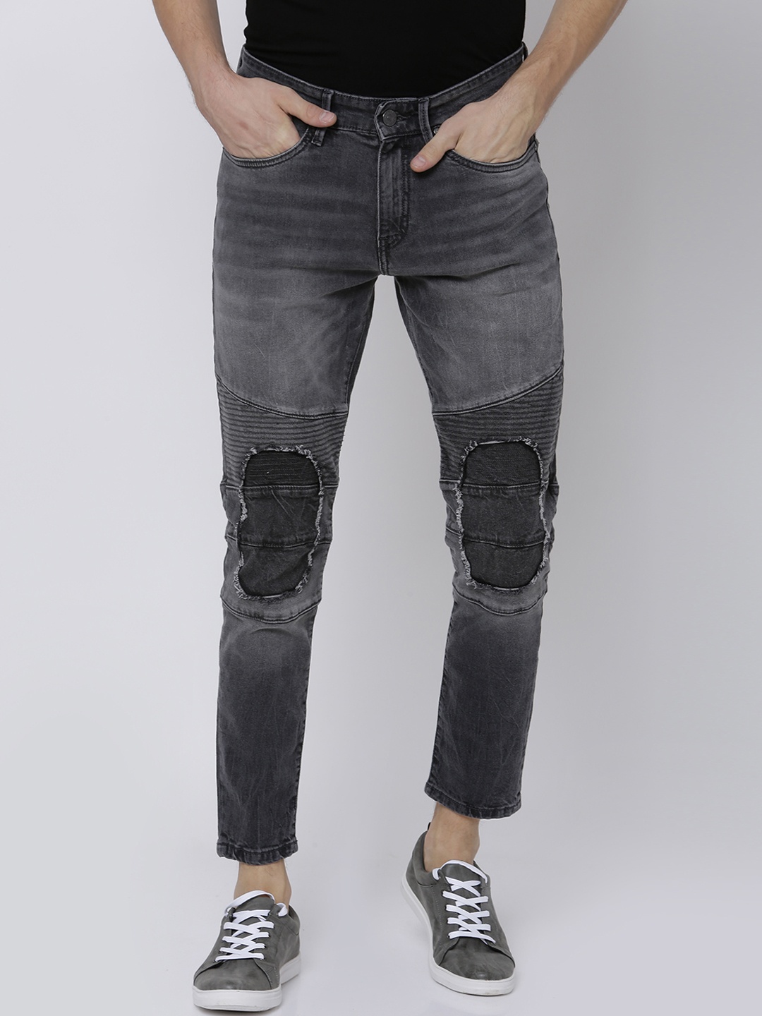 

LOCOMOTIVE Men Grey Tapered Fit Mid-Rise Clean Look Stretchable Jeans