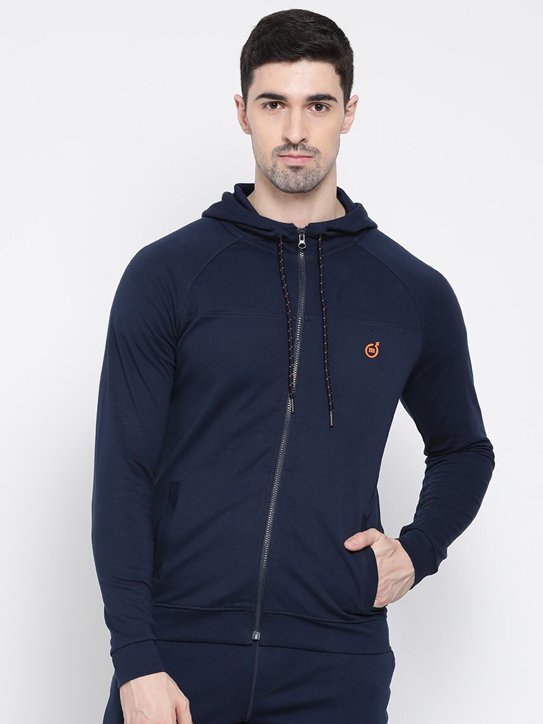 

Macroman M-Series Hooded Front Open Sweatshirt, Navy blue