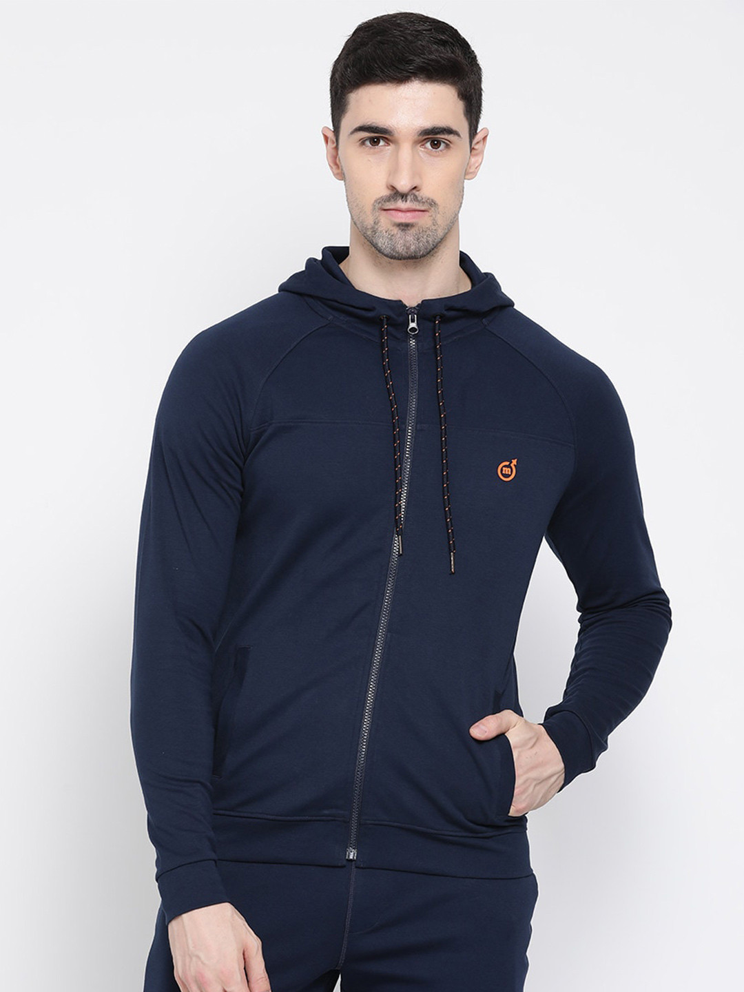 

Macroman M-Series Front Open Hooded Sweatshirt, Navy blue