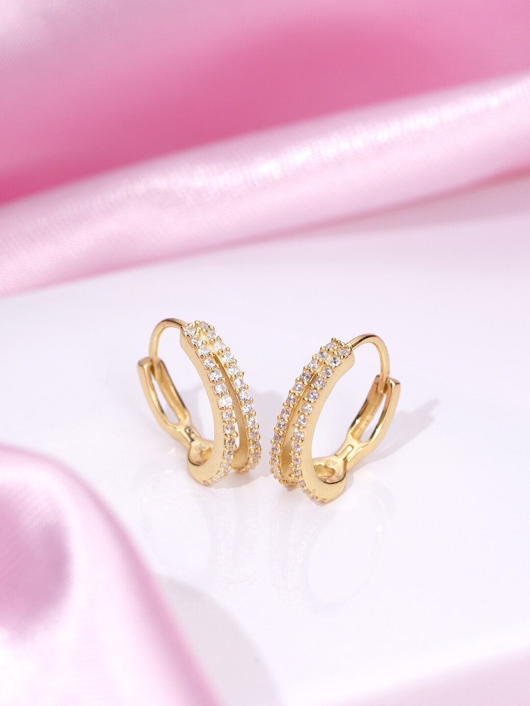 

Zavya Gold-Toned CZ Studded Circular Hoop Earrings