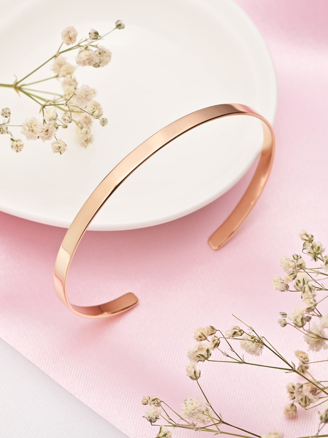 

Zavya Women Rose Gold Sterling Silver Rose Gold-Plated Cuff Bracelet