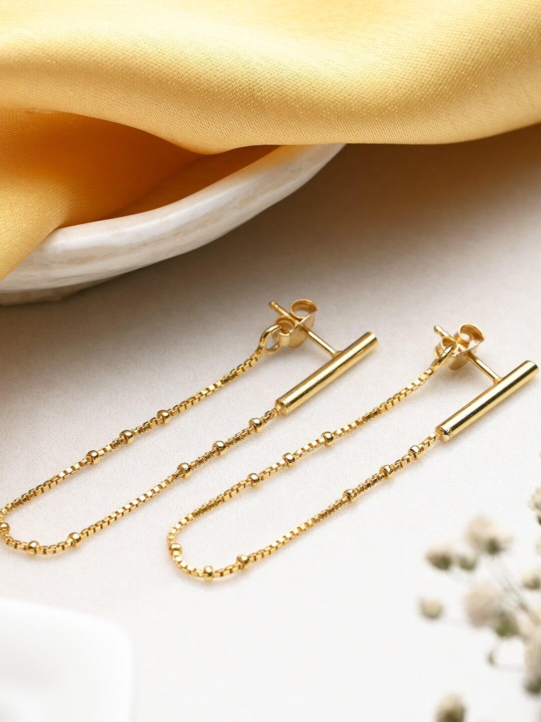 

Zavya 925 Pure Silver Gold-Plated Contemporary Drop Earrings