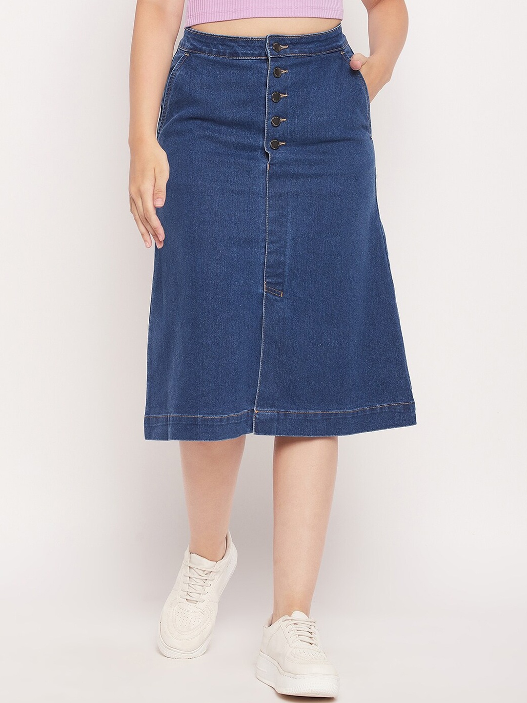

Madame Cotton A-Line Midi-Length Skirt, Blue