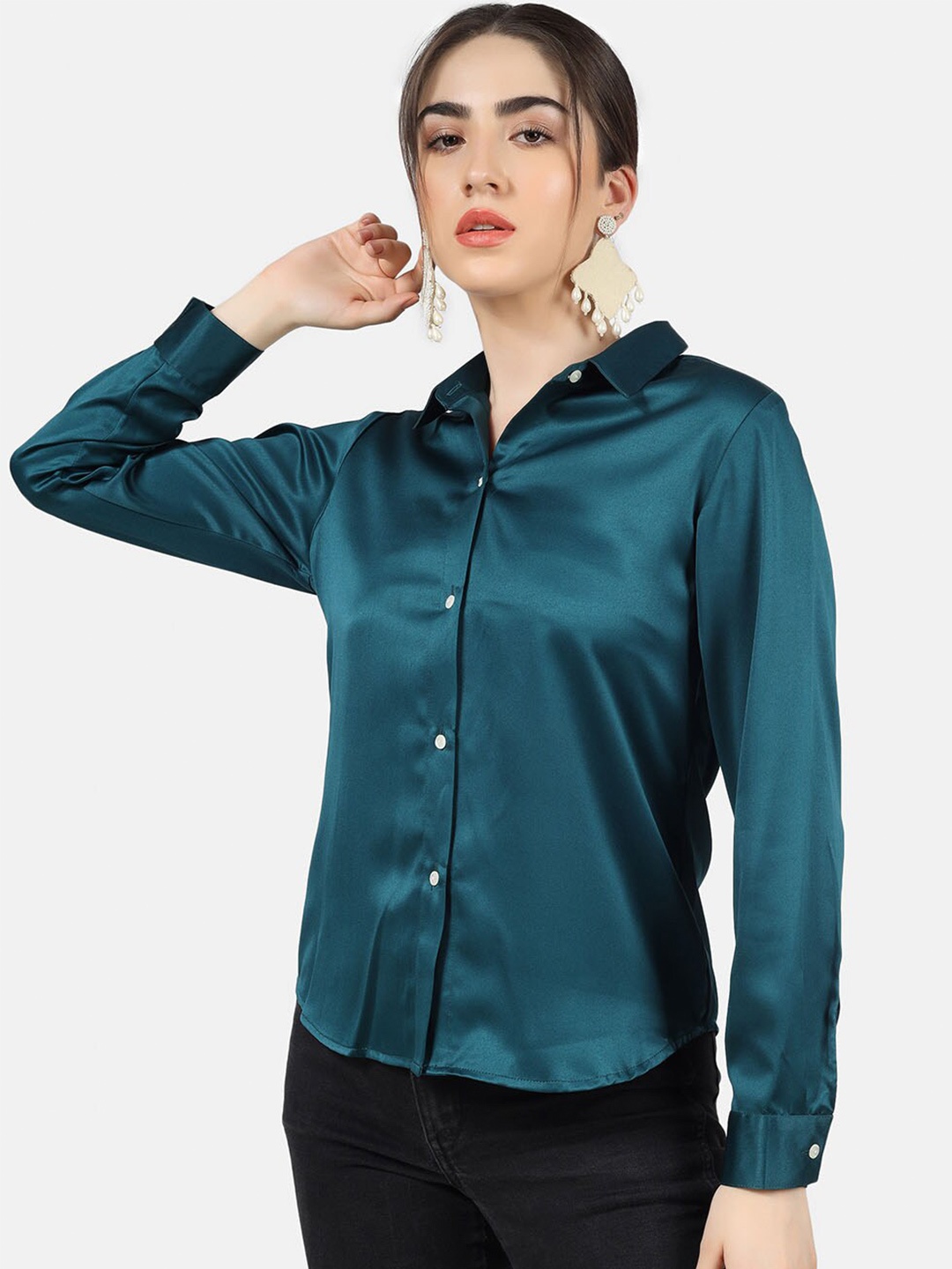 

angloindu Green Shirt Style Top, Teal