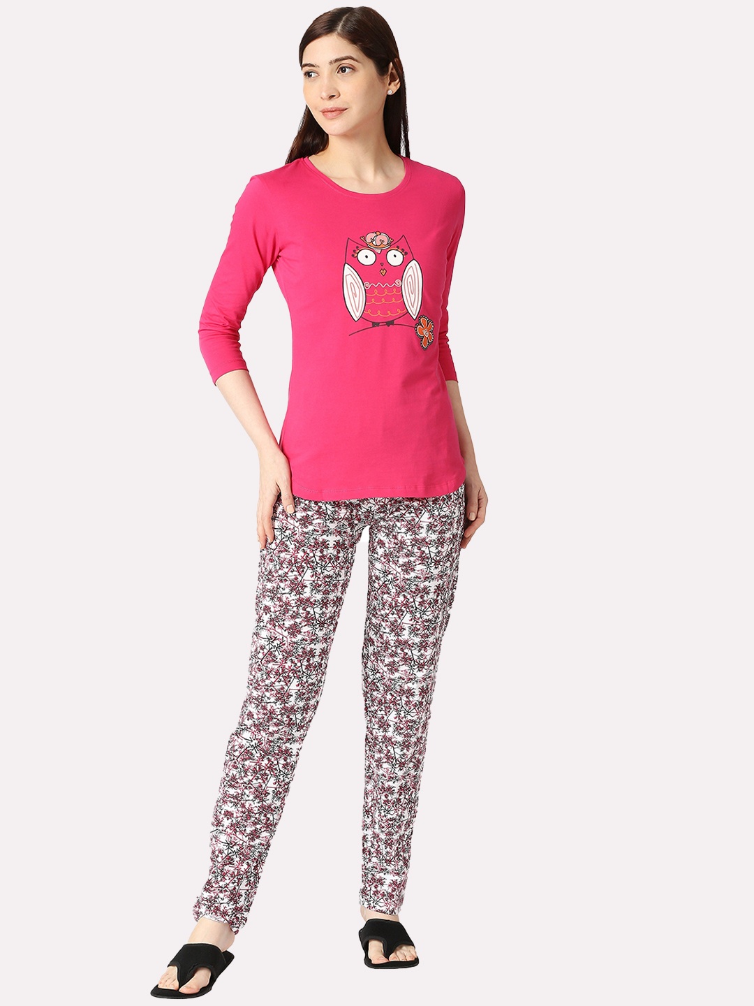 

zebu Abstract Printed Pure Cotton Night Suit, Rose