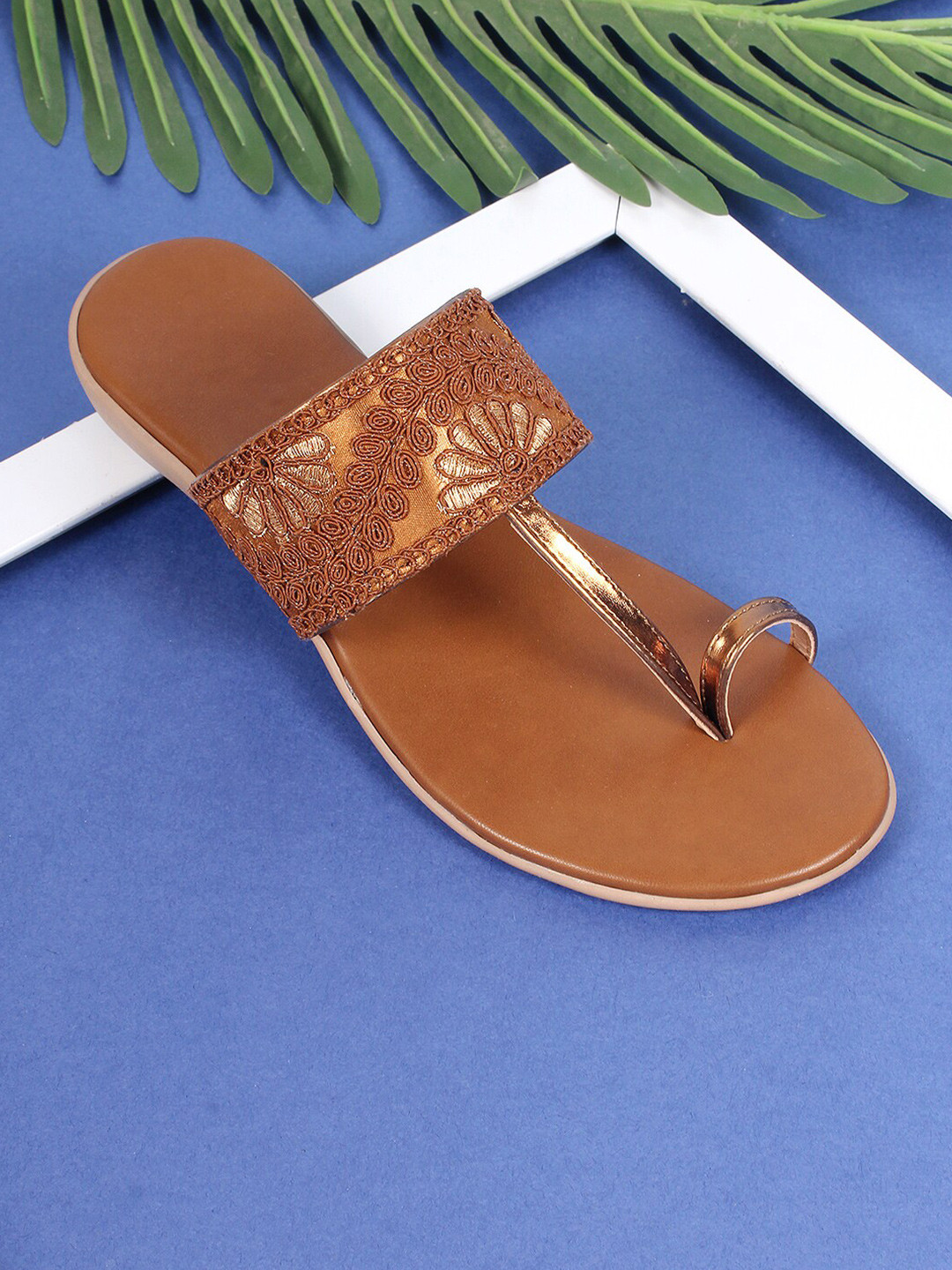 

Anouk Women Woven Design One Toe Flats, Tan