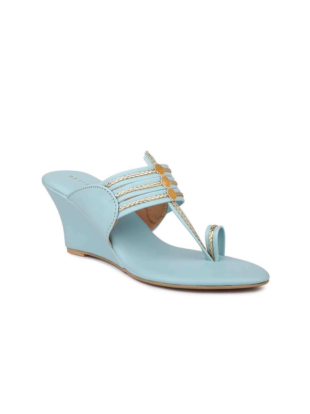 

DESIGN CREW Embellished Open One Toe Wedges, Blue