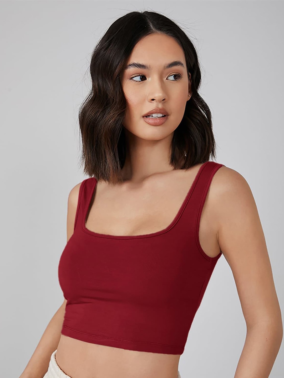 

AUSK Maroon Cotton Crop Top