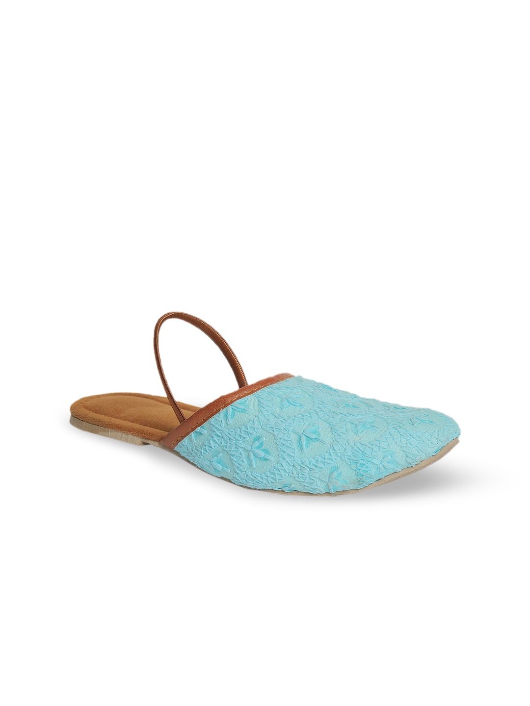 

KID1 Girls Textured Fabric Ethnic Mules, Blue