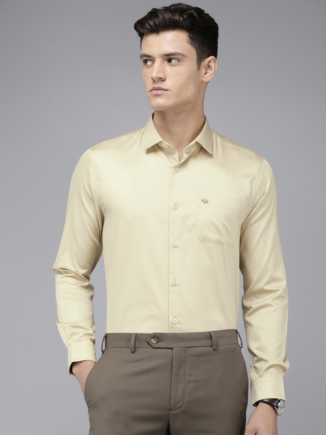 

THE BEAR HOUSE Slim Fit Pure Cotton Shirt, Beige