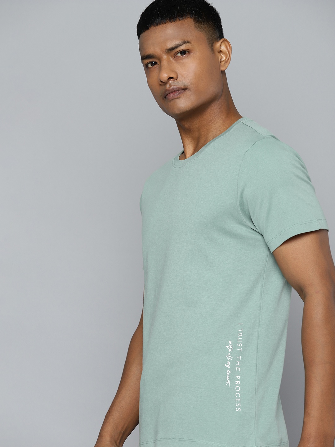 

HRX by Hrithik Roshan Men Typography Printed Pure Cotton T-shirt, Sea green