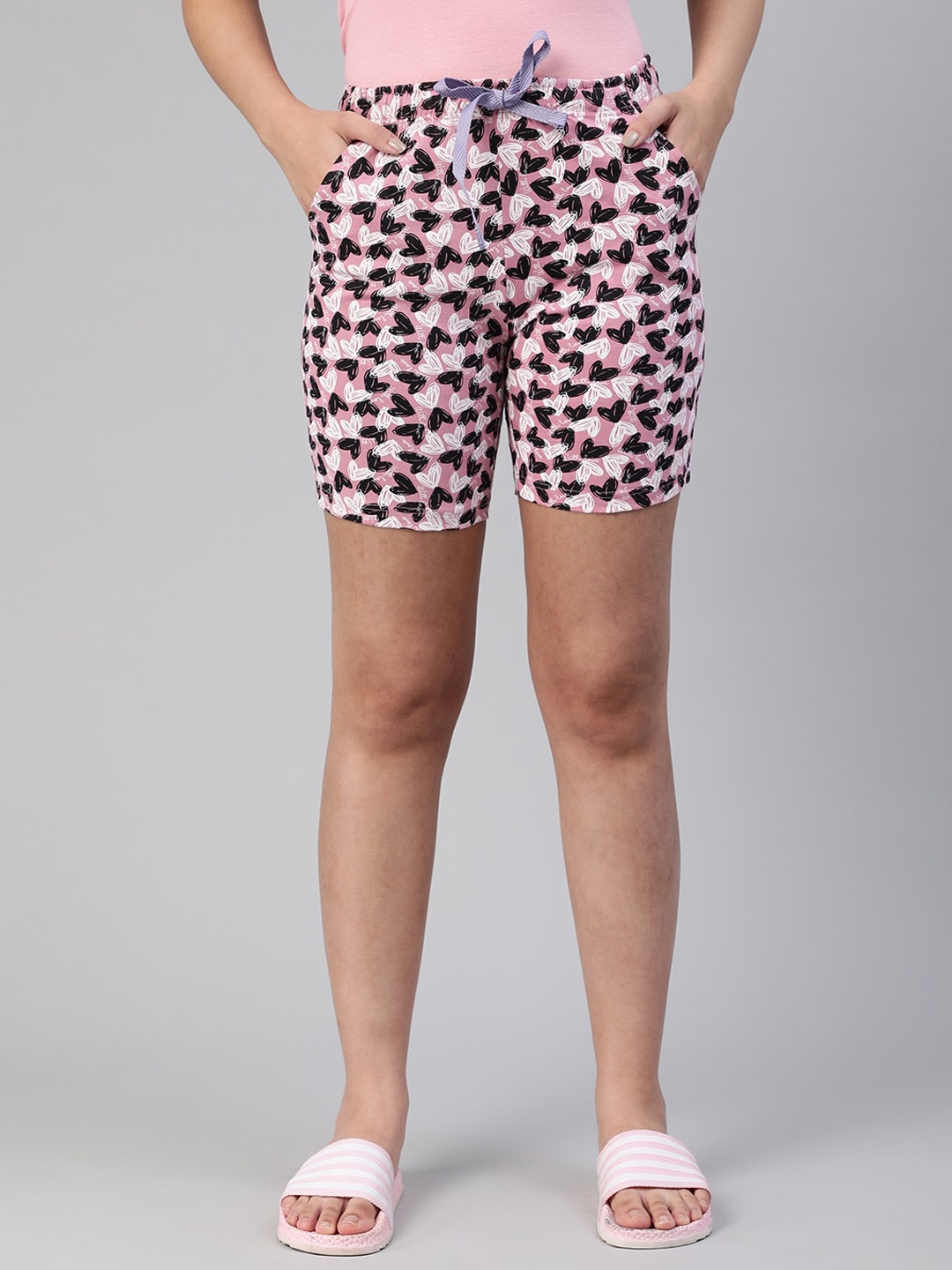 

LYRA Women Conversational Printed High-Rise Antimicrobial Technology Shorts, Pink