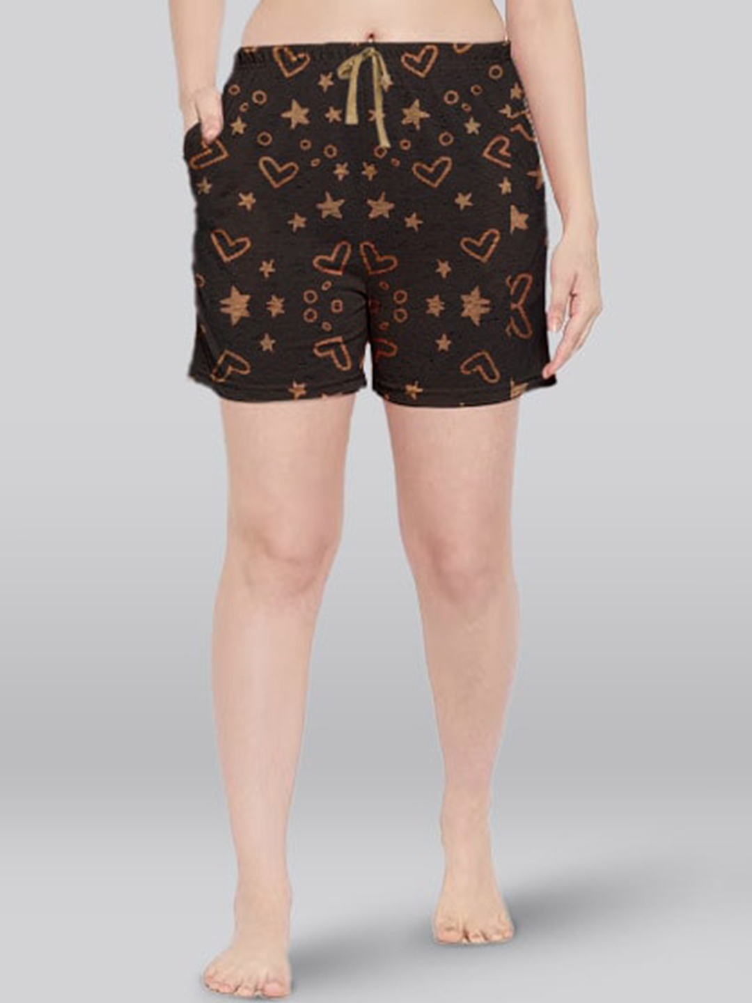 

LYRA Women Conversational Printed Mid-Rise Cotton Lounge Shorts, Multi