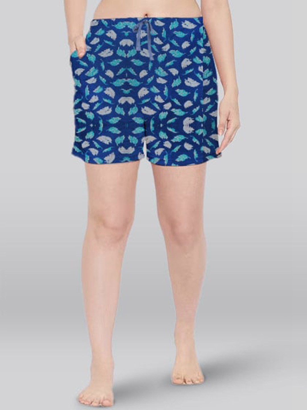 

LYRA Women Floral Printed High-Rise Lounge Shorts, Blue