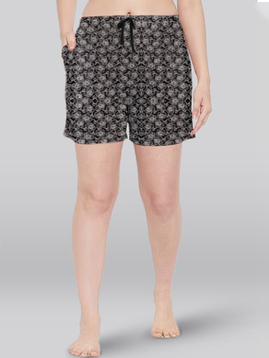 

LYRA Women Floral Printed High-Rise Antimicrobial Technology Shorts, Black