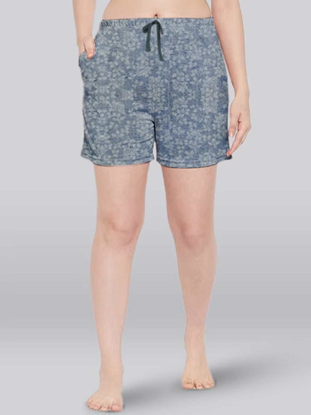 

LYRA Women Floral Printed High-Rise Lounge Shorts, Grey