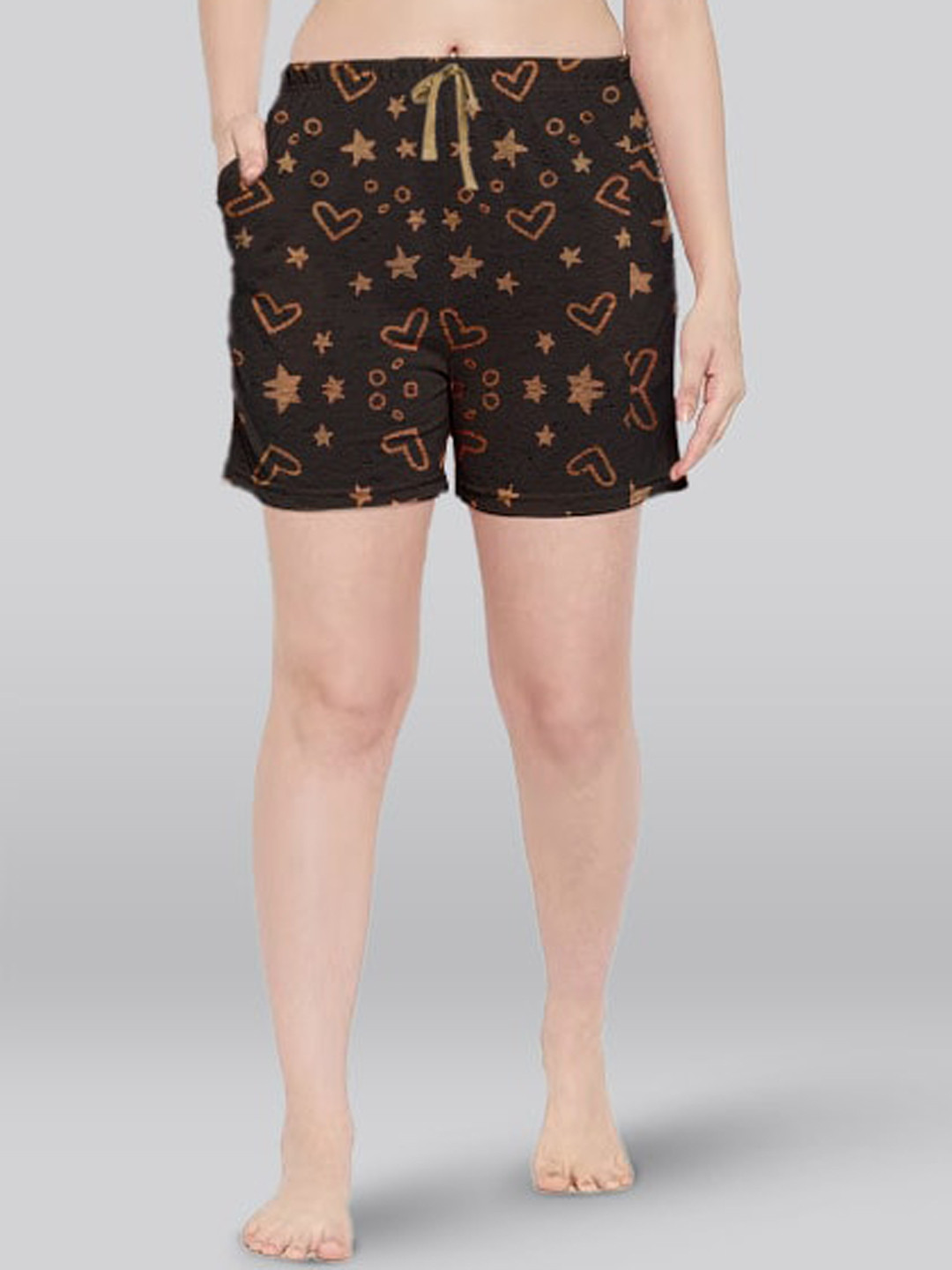 

LYRA Women Conversational Printed High-Rise Lounge Shorts, Black