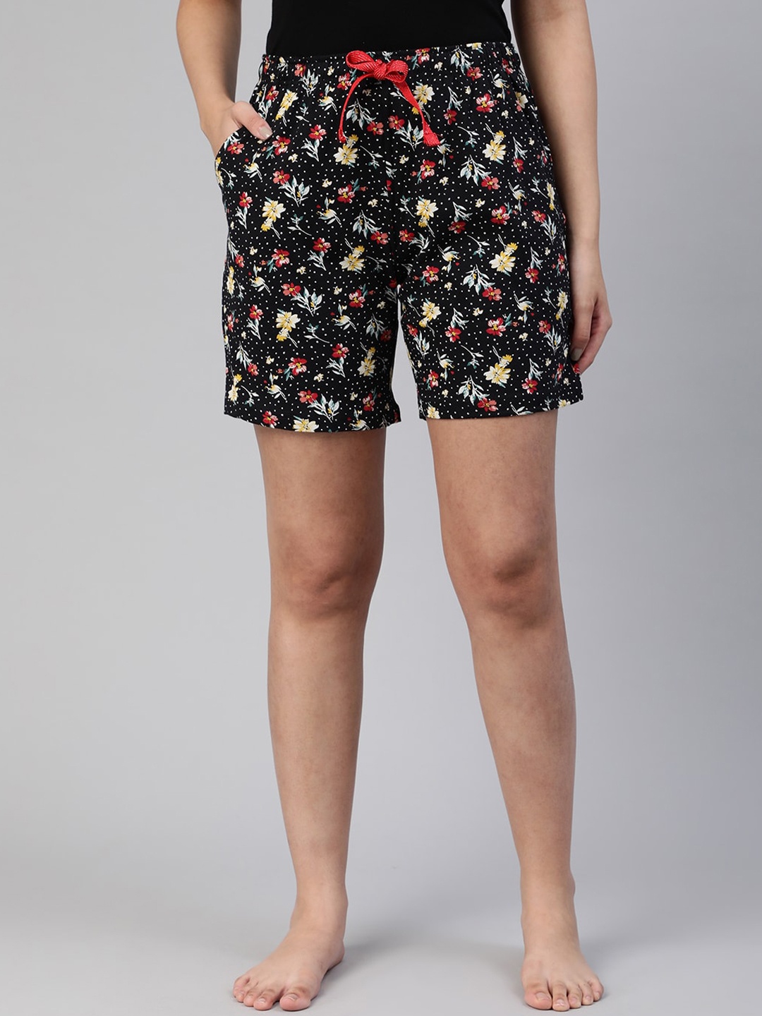 

LYRA Women Floral Printed Mid-Rise Cotton Lounge Shorts, Multi