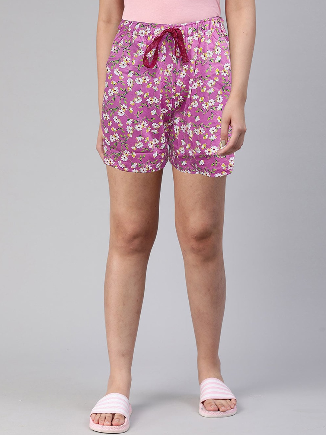 

LYRA Women Floral Printed Mid-Rise Cotton Lounge Shorts, Multi