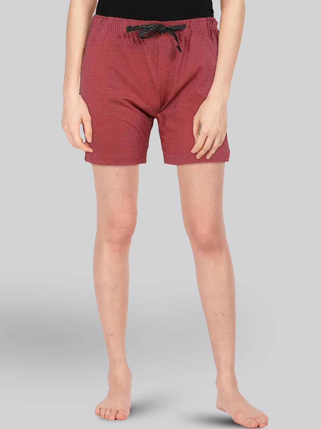 

LYRA Women Geometric Printed Mid-Rise Cotton Lounge Shorts, Brown