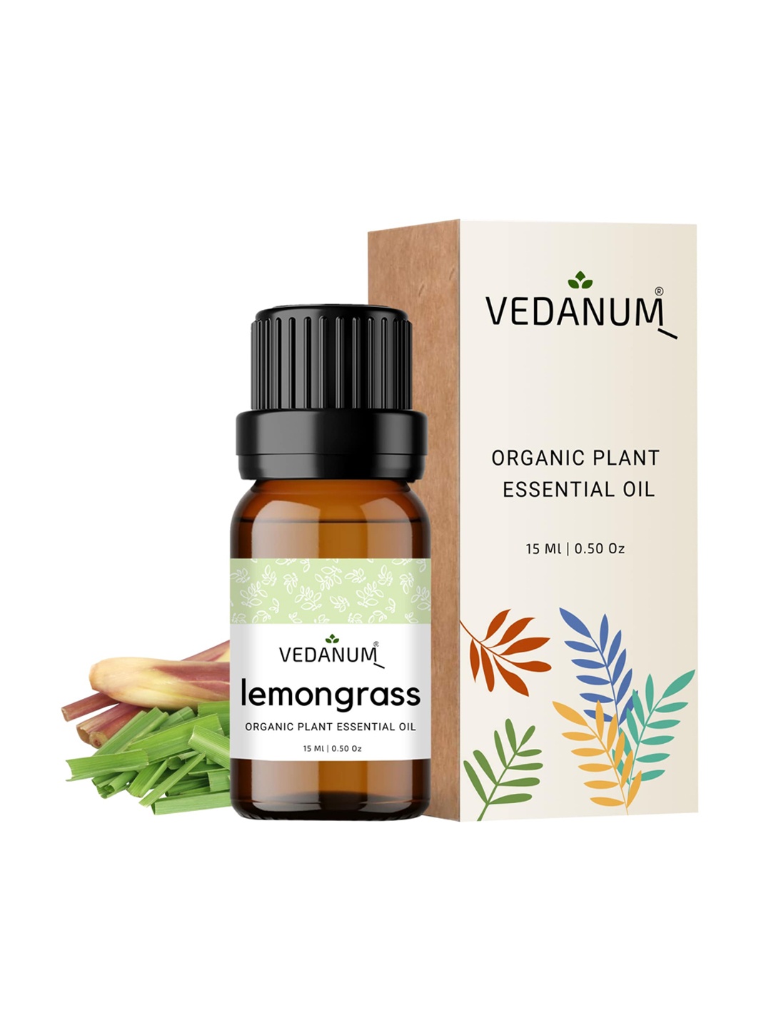 

VEDANUM Lemongrass Organic Plant Essential Oil 15 ml, Brown