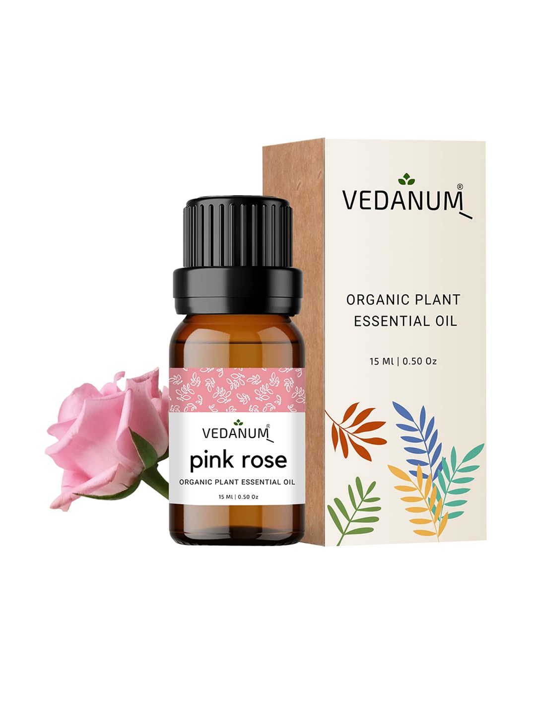 

VEDANUM Pink Rose Organic Plant Essential Oil - 15 ml, Transparent