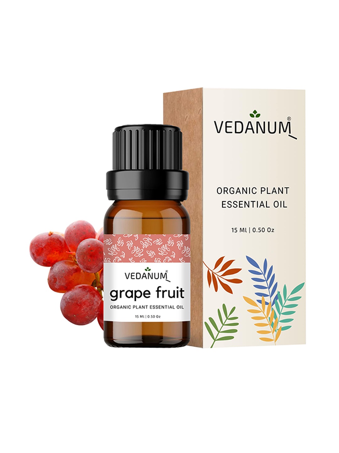 

VEDANUM Grape Fruit Organic Plant Essential Oil 15 ml, Brown