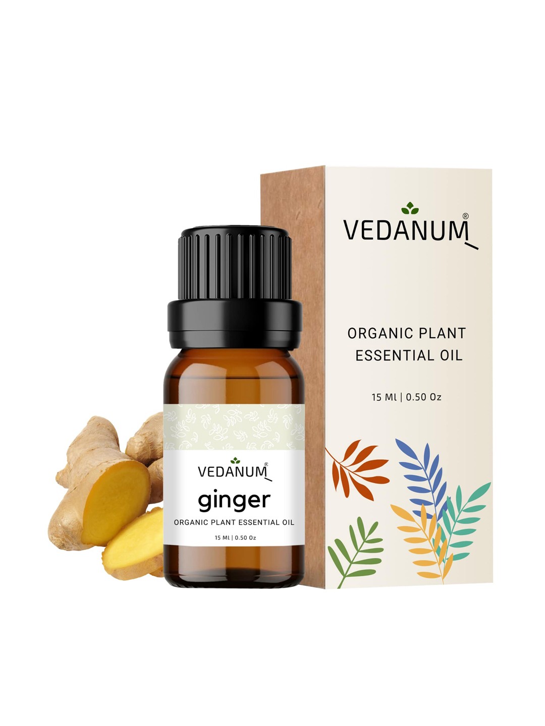 

VEDANUM Ginger Organic Plant Essential Oil - 15ml, Brown